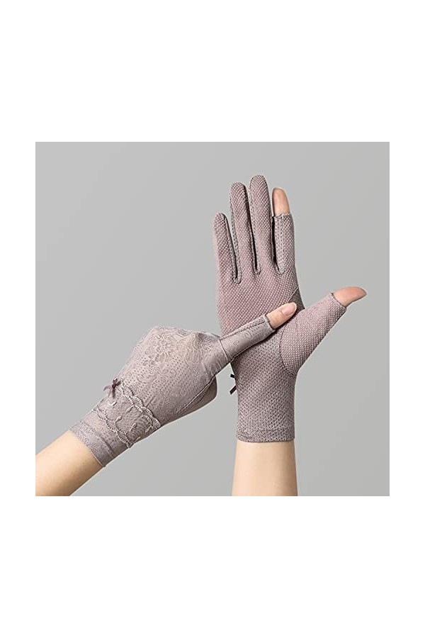 YYQBYY Dames Glace Soie Respirant Printemps Et Automne Gants Dété Dentelle Mince Anti-Ultraviolet Conduite Gants De Protecti
