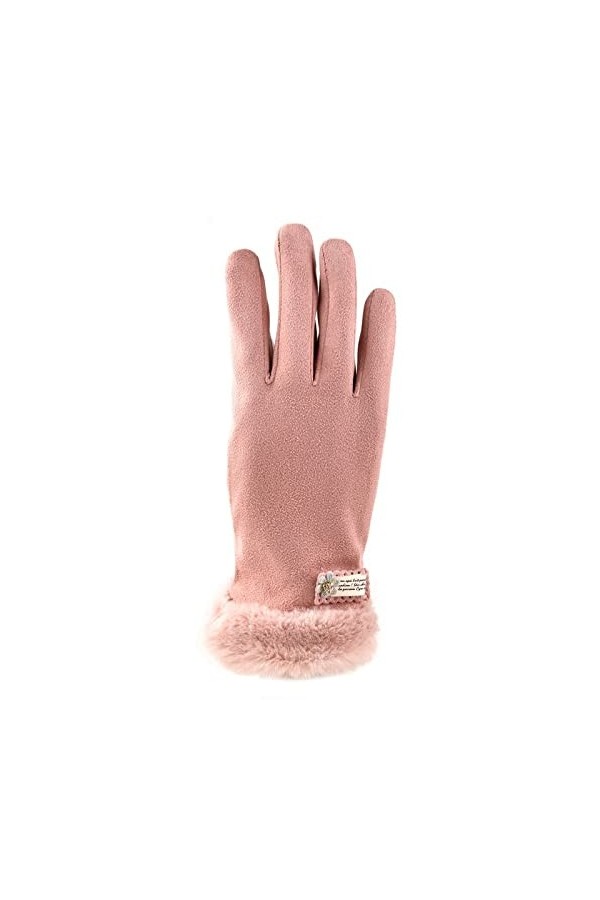 Gants Coupe Vent Gants dhiver en Peau De Daim pour Femmes Gants dhiver Chauds À Écran Tactile Gants en Daim Rose