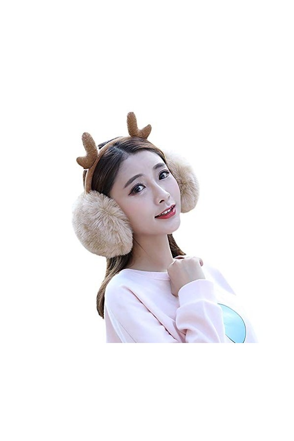 YJZQ Cache Oreilles Unisexe Protège-Oreilles rétractile Serre-tête pour Noël Cache-Oreille Aimable Elaphurus Cache-Oreilles D