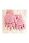 Gants dhiver Imitation Vison Velours Solide Gants Hiver Femmes Demi-Doigts Gants Rabattable Gants Chauds Confortables Doux é