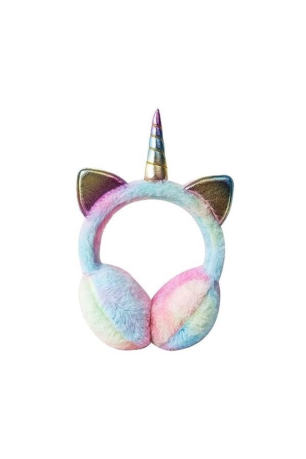 EULAPGOE Cache-oreilles filles licorne en peluche Couvre-oreilles mignon de bande dessinée chauffe-oreilles pour les femmes f