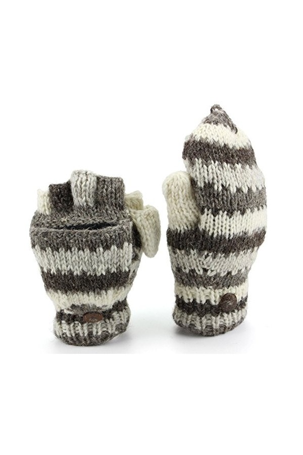 LoudElephant Mitaines de tir en laine avec doublure en polaire - Rayures, Rayures arc-en-ciel Zig Zag, taille unique