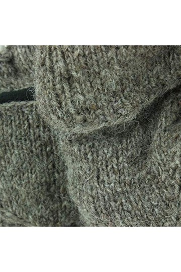 LOUDelephant Laine Tricot Mitaines Tireur Gants avec plein Doublure Polaire - Uni - Gris Foncé, One Size