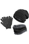 GIKPAL Cache-cou bonnet tricoté extensible avec gants à écran tactile, écharpe de chapeau dhiver unisexe avec intérieur doux