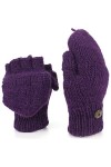 LOUDelephant Laine Tricot Mitaines Tireur Gants avec plein Doublure Polaire - Uni - Gris Clair, One Size