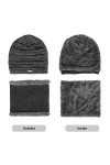 GIKPAL Cache-cou bonnet tricoté extensible avec gants à écran tactile, écharpe de chapeau dhiver unisexe avec intérieur doux
