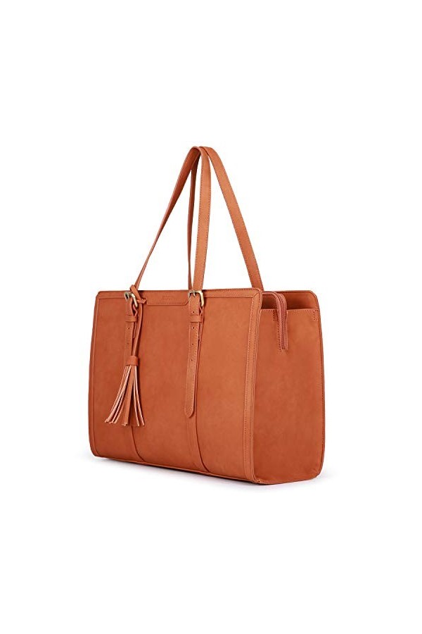 ECOSUSI Sac Cabas Femme Ordi 15,6 Pouces Porte-Documents Sac Cours avec 3 Compartiments, Cartable Enseignant, Grande Capacité