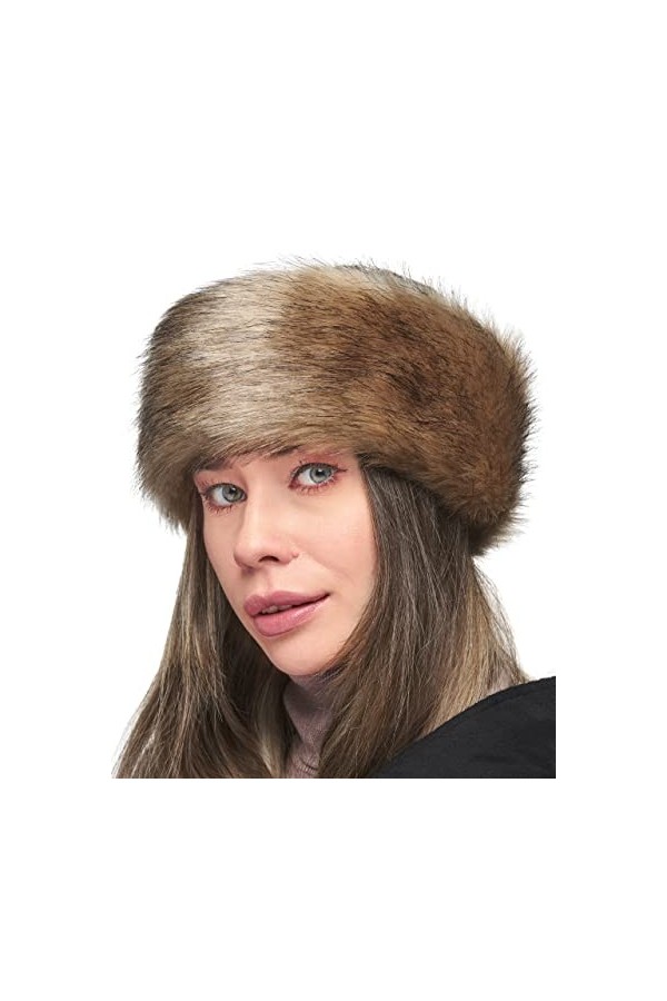 Futrzane Bandeau En Fourrure Cache Oreilles Fausse Fourrure De Renard Hiver Pour Ski Écrou 