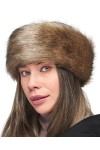 Futrzane Bandeau En Fourrure Cache Oreilles Fausse Fourrure De Renard Hiver Pour Ski Écrou 