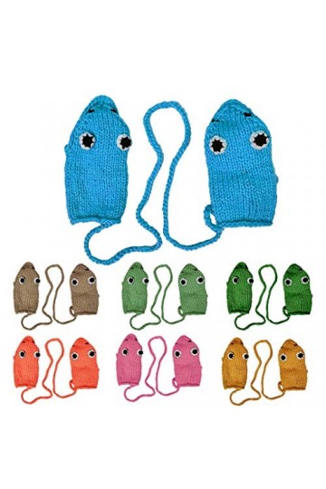 Gants dhiver tricotés au crochet - Unisexe - Motif dessin animé - Pour la bouche de grenouille - Coupe-vent - Chaudes - Mouf