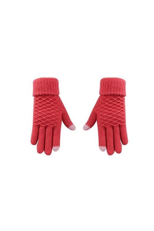 LYLY Les Femmes Gants Hommes Hiver Chaud épais Gants en Tricot Noir Complet moufles Doigt décran Tactile Pêche Ski Thicken M
