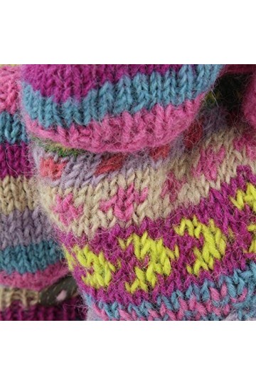 LOUDelephant Épais Laine Tricot Mitaines Tireur Gants - Chevron - Rose, One Size
