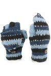 LOUDelephant Laine Tricot Mitaines Tireur Gants avec Complet Doublure Polaire - Rayé - Bleu & Noir, One Size