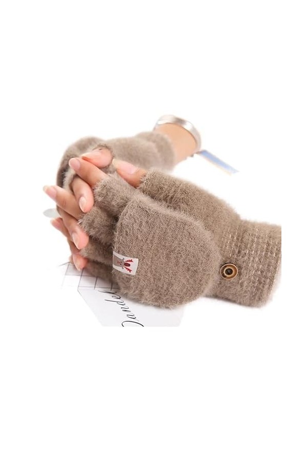 Gants Femme， Mitaines Flip gants thermiques doux moelleux écran tactile hiver chaud gants de travail for hommes femmes unisex