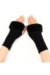 Gants Femme， Femmes nouveau hiver couleur unie étudiants écrire garder au chaud coréen tricot dame Fingerless Protection main