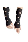 Gants Femme， Sexy femmes individualité trou mendiant sans doigts Performance gant demi-doigt maille Stretch Punk Halloween fê