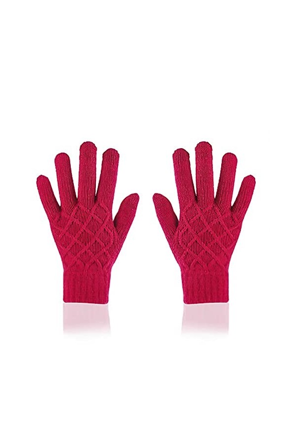 YJLGMM Unisexe Hiver Simple Couche Unique élastique élastique Gants de Conduite Chaude Femmes Femmes Jacquard Laine Tricot éc