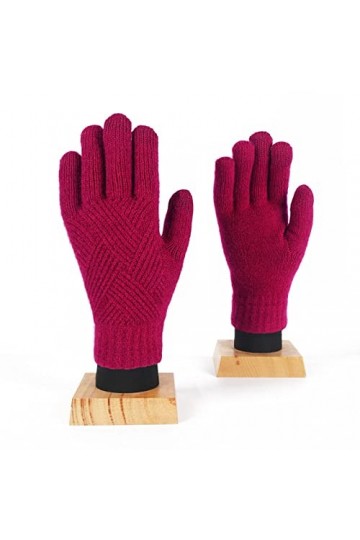 Liyinco Gants Chauds dhiver pour Femmes, Gants tricotés à Double Couche pour Adultes Gants épaissi en Peluche à lintérieur 