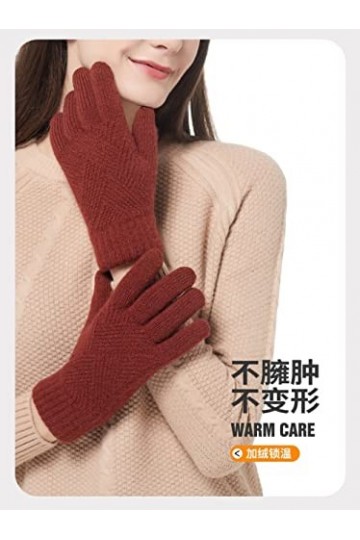 Liyinco Gants Chauds dhiver pour Femmes, Gants tricotés à Double Couche pour Adultes Gants épaissi en Peluche à lintérieur 