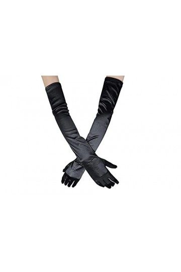WWHATE Halloween dîner opéra vacances fête femme mariage satin gants de mariage long noir , Noir , 50