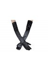 WWHATE Halloween dîner opéra vacances fête femme mariage satin gants de mariage long noir , Noir , 50