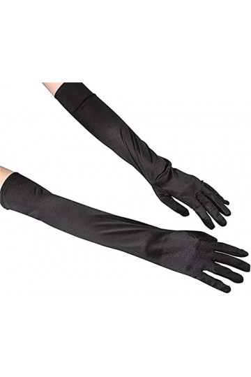 WWHATE Halloween dîner opéra vacances fête femme mariage satin gants de mariage long noir , Noir , 50