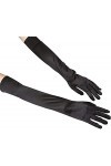 WWHATE Halloween dîner opéra vacances fête femme mariage satin gants de mariage long noir , Noir , 50