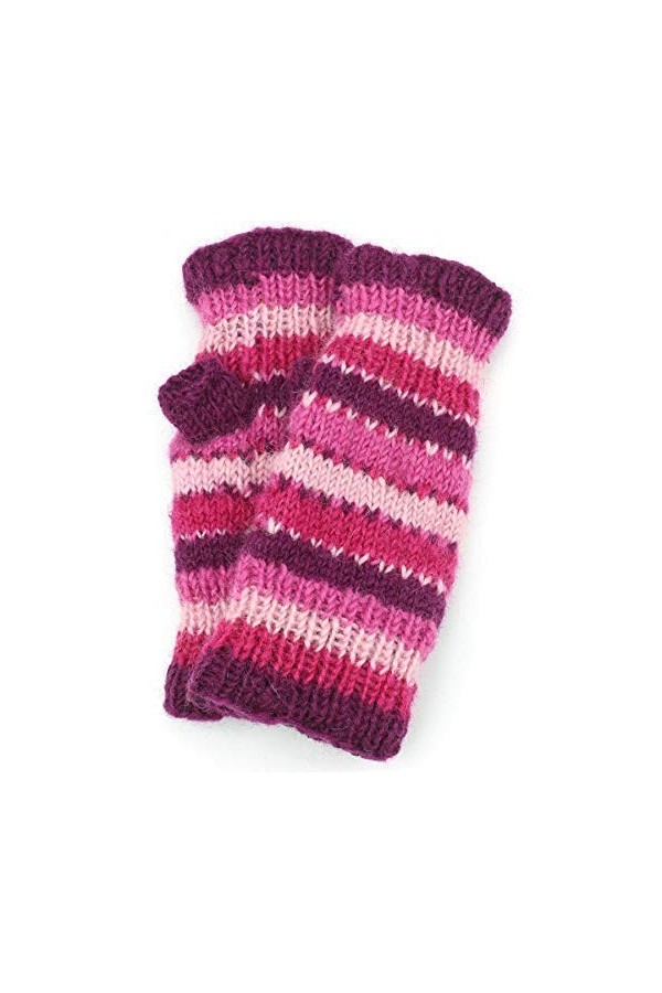 LOUDelephant Laine Tricot Manche Chauffe - Rayure - Rose, One Size