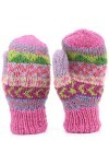 LOUDelephant Chunky Laine Tricot Mitaines - Chevron - Rose, One Size