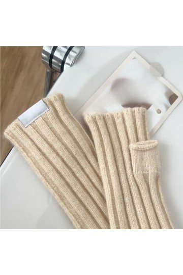 Gants Demi Doigts Pour Femmes Gants Sans Doigts En Tricot À Rayures Unies Pour Femmes Mitaines Thermiques DHiver Avec Trou P