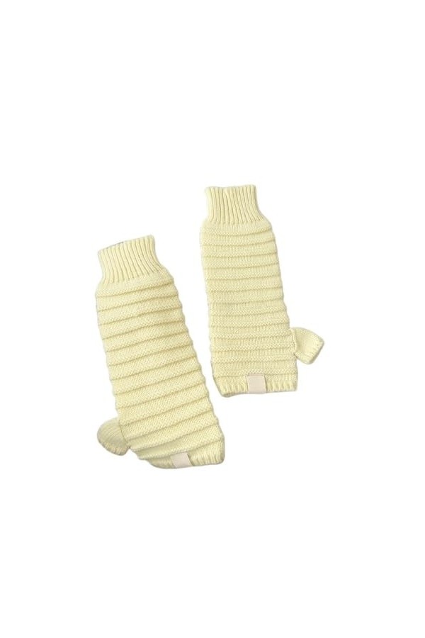 Mitaines Sans Doigts Pour Femmes Gants Demi Doigts En Tricot À Rayures Unies Mitaines Thermiques DHiver Avec Trou Pour Le Po