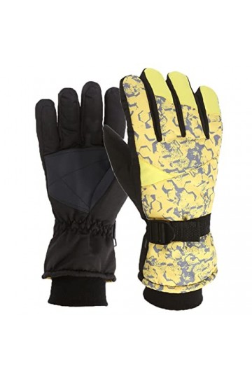 Gants dhiver chauds coupe-vent pour homme et femme avec poche, jaune, taille unique