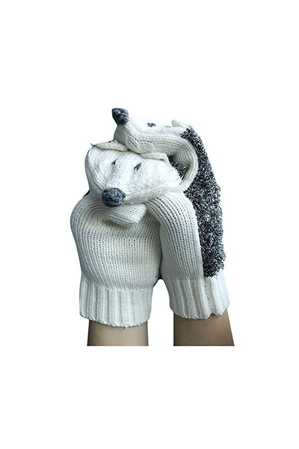 Gants en crochet rétro tricotés couleur automne pour femme, blanc, taille unique