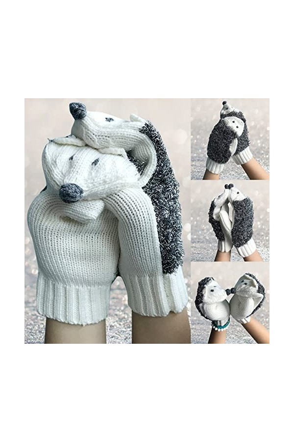 Gants en crochet rétro tricotés couleur automne pour femme, blanc, taille unique