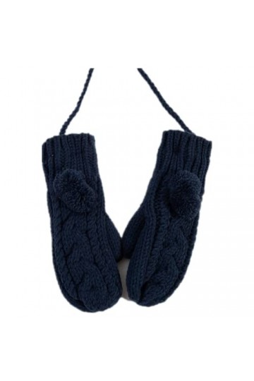 Gants Gants Femme Automne Et Hiver Chaleur Et Velours Épais Tricoté Dos Nu Mitaines Bleu Marine