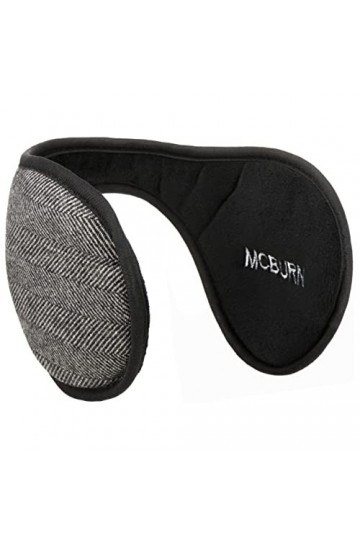 McBURN Oreillettes Herringbone Femme/Homme - Cache-Oreilles Chevrons avec Doublure Automne-Hiver - Taille Unique Noir