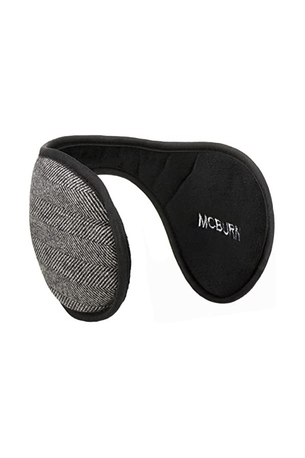 McBURN Oreillettes Herringbone Femme/Homme - Cache-Oreilles Chevrons avec Doublure Automne-Hiver - Taille Unique Noir
