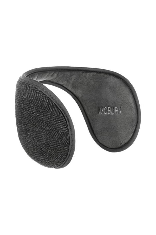 McBURN Oreillettes Herringbone Femme/Homme - Cache-Oreilles Chevrons avec Doublure Automne-Hiver - Taille Unique Noir