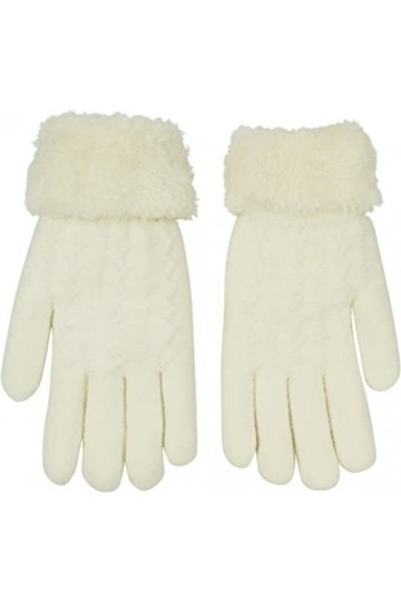 fashionchimp ® Gants dhiver pour femme avec revers et doublure en peluche douce, Blanc., M