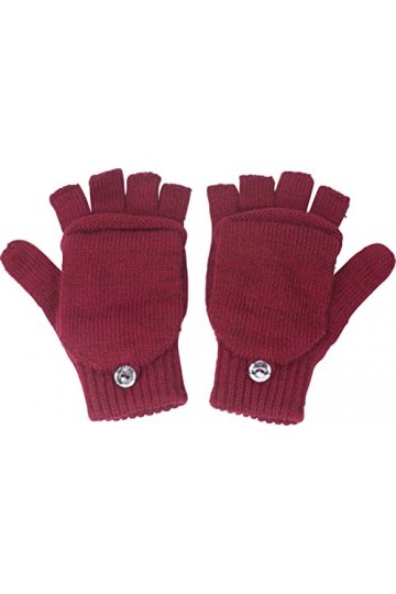 fashionchimp Gants demi-doigts pour femme avec capuchon, mitaines chaudes, couleurs unies, fabriqué en UE, Rouge dhiver uni,