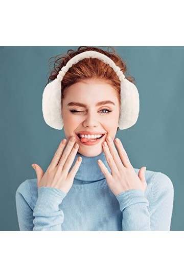 Hemoton Cache-oreilles doux en peluche pour lhiver - Accessoire pour femme et fille - Blanc