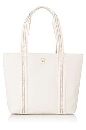 Tommy Hilfiger Cabas Femme Sac Tommy Life Shopper CB Fermeture Éclair, Ecru Feather White/Oatmilk Mix , Taille Unique