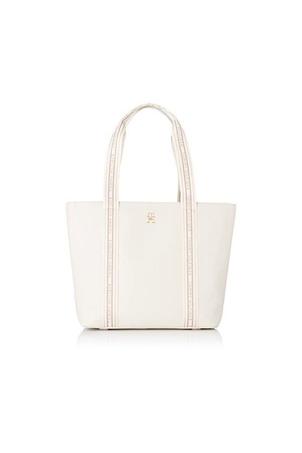 Tommy Hilfiger Cabas Femme Sac Tommy Life Shopper CB Fermeture Éclair, Ecru Feather White/Oatmilk Mix , Taille Unique