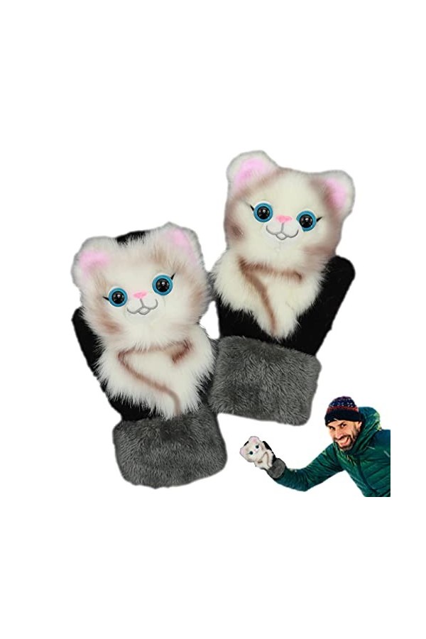 Lecerrot Moufles en peluche | Gants pour filles pour temps froid, moufles convertibles pour femmes par temps froid, hibou, ch
