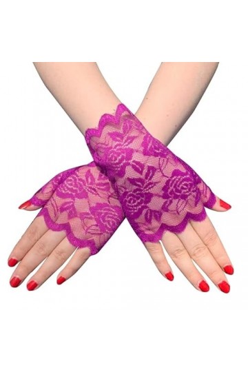 Gants Femme， Gants sans doigts en dentelle florale ajourée dété for femmes Protection solaire UV conduite mariage mariée mit