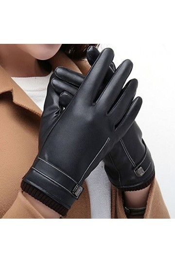 ZUMUii Butterme Touchscreen Texting Hiver PU Gants en Cuir de Faux Gants de Conduite avec Doublure en Cachemire pour Black Fe