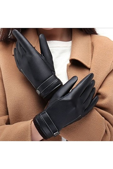 ZUMUii Butterme Touchscreen Texting Hiver PU Gants en Cuir de Faux Gants de Conduite avec Doublure en Cachemire pour Black Fe