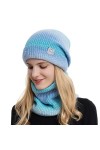 TAGVO Tricotés Ensemble dhiver Bonnet Chapeau Écharpe Doublure Molleton Doux Bonnet tricoté Chaud Cache-Cou Extensible pour 