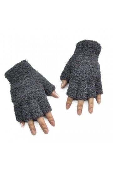 Gants Femme， 1 paire noir rose demi doigt gants sans doigts for femmes et hommes doux fourrure tricot poignet coton gants hiv