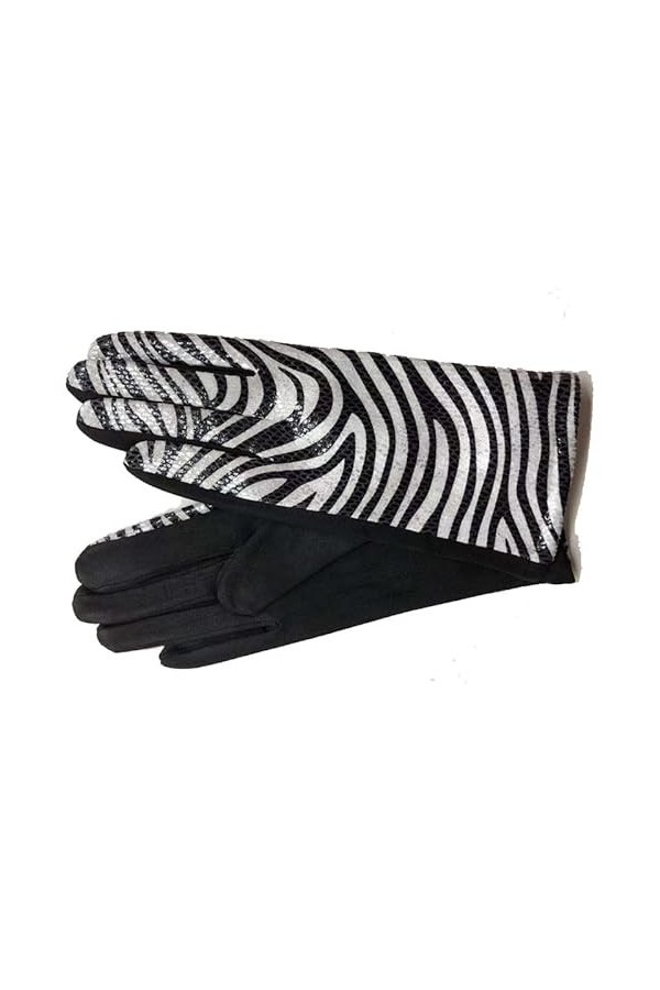 Gants Femme， Femme hiver chaud léopard daim cuir écran tactile gants femmes Sexy zèbre motif cachemire épaissir conduite gant